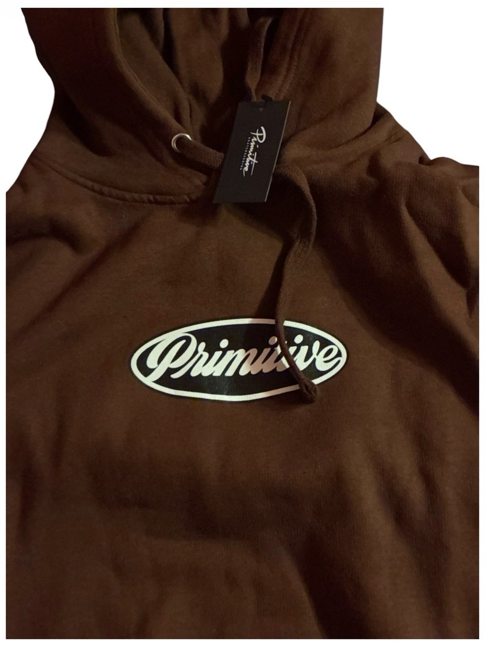 New w/tags men’s Primitive Brown hoody Sweatshirt with White Logo Sz med